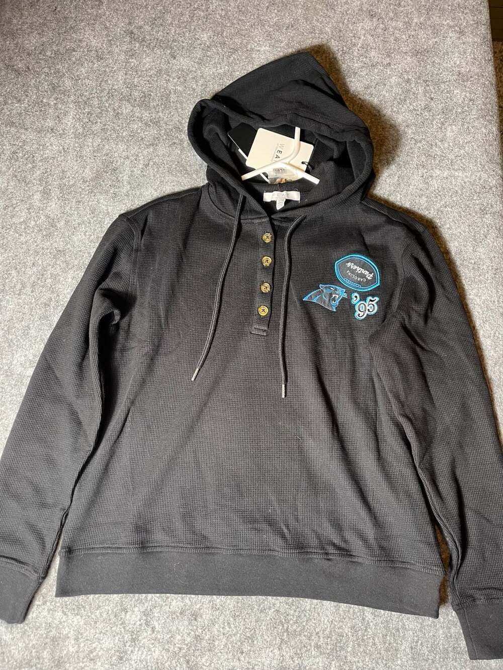 WEAR by Erin Andrews Women's Carolina Panthers Waffle Hoodie Pullover